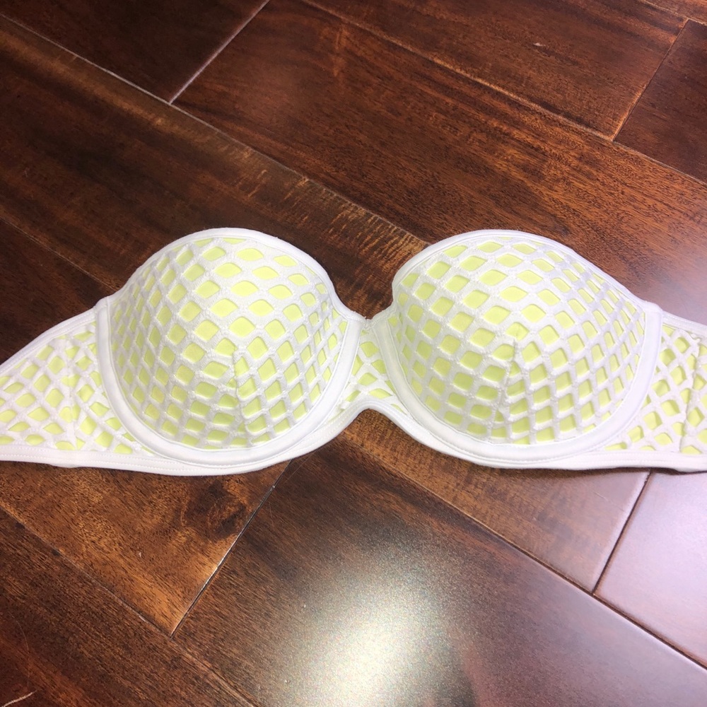 Victoria’s Secret Yellow Mesh Strapless Bikini Top